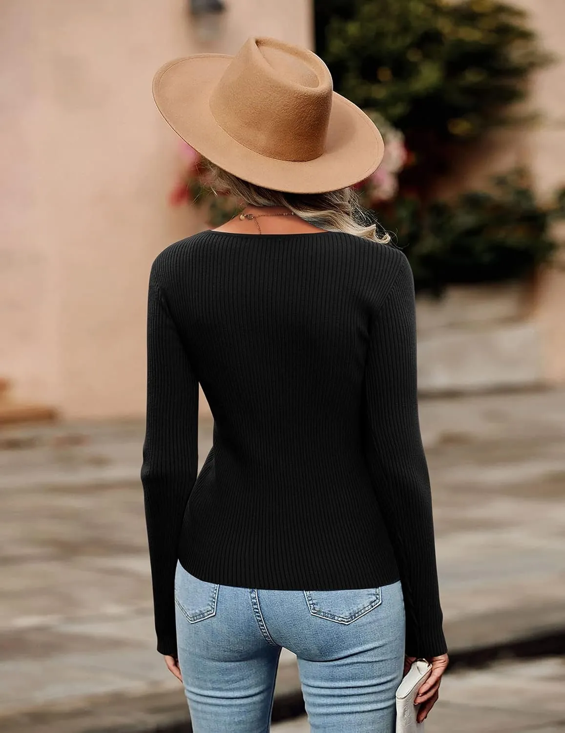 Zeagoo Sweaters for Women 2024 Knit Trendy Long Sleeve Lightweight Slim Fit Pullover Cutout Tops S-XXL
