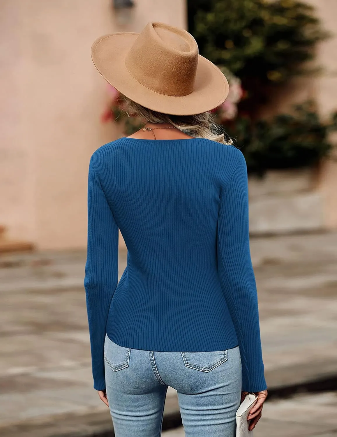 Zeagoo Sweaters for Women 2024 Knit Trendy Long Sleeve Lightweight Slim Fit Pullover Cutout Tops S-XXL