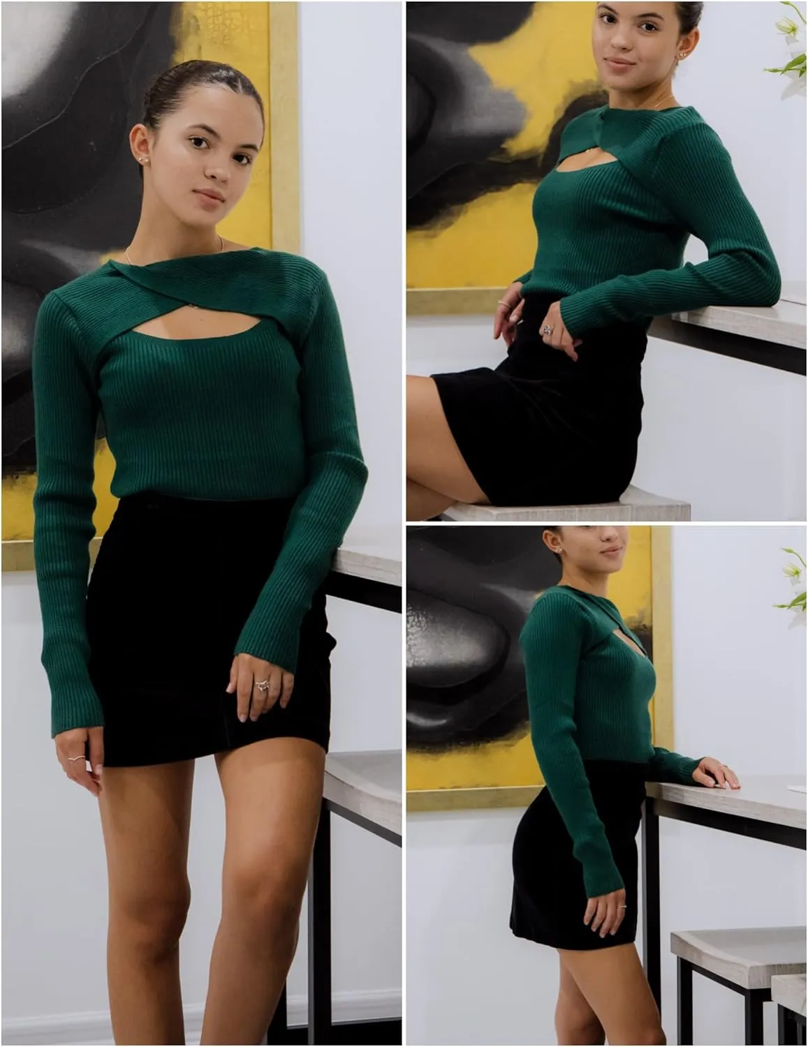Zeagoo Sweaters for Women 2024 Knit Trendy Long Sleeve Lightweight Slim Fit Pullover Cutout Tops S-XXL