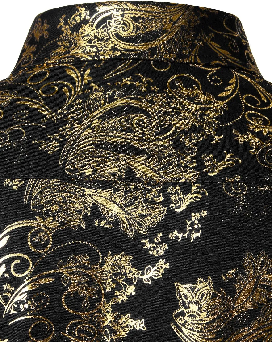 ZEROYAA Men's Luxury Paisley Dress Shirt Shiny Floral Printed Button Down Shirts for Party Prom