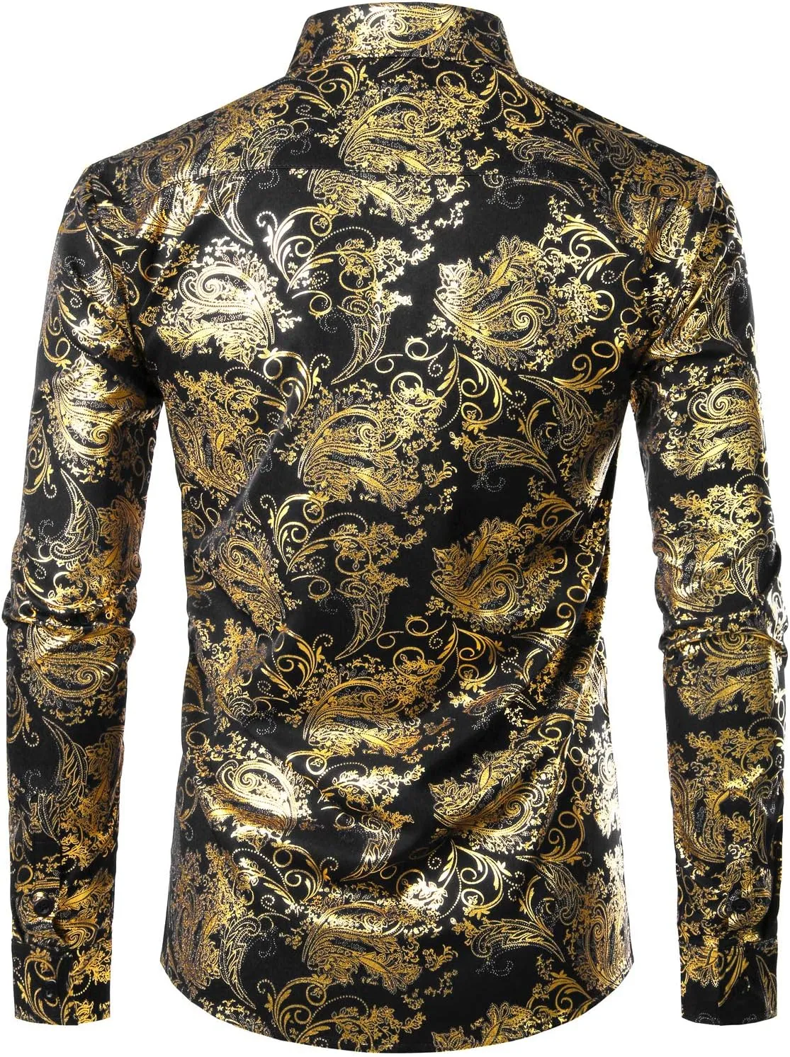 ZEROYAA Men's Luxury Paisley Dress Shirt Shiny Floral Printed Button Down Shirts for Party Prom