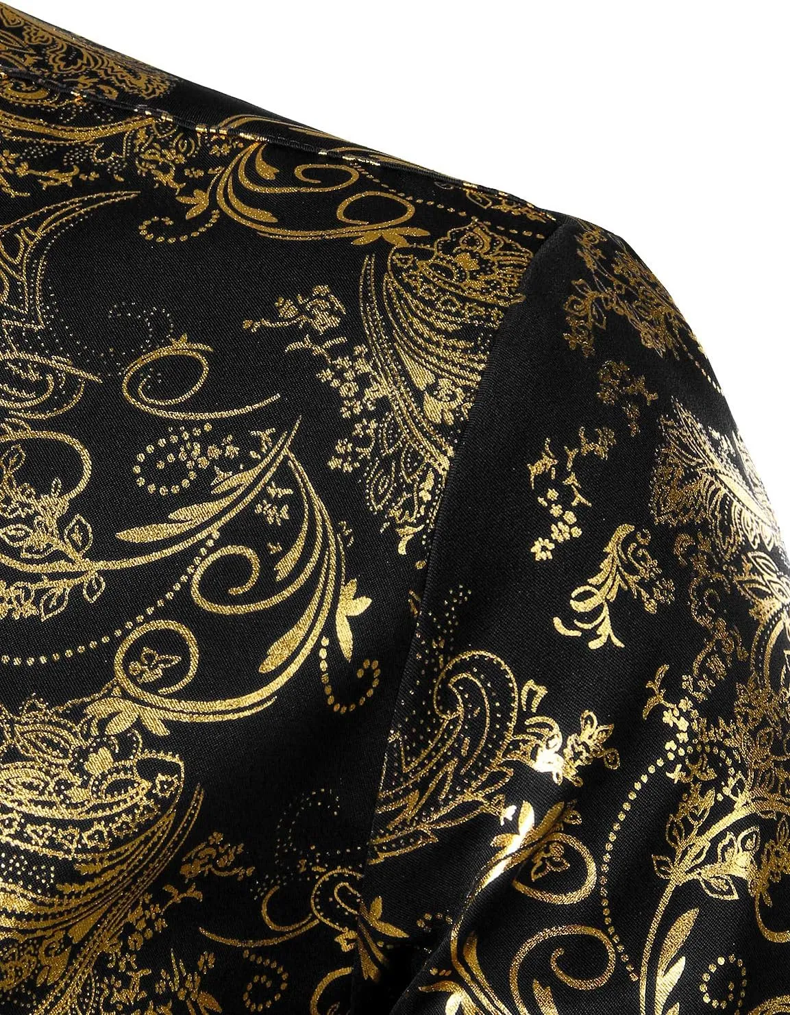 ZEROYAA Men's Luxury Paisley Dress Shirt Shiny Floral Printed Button Down Shirts for Party Prom