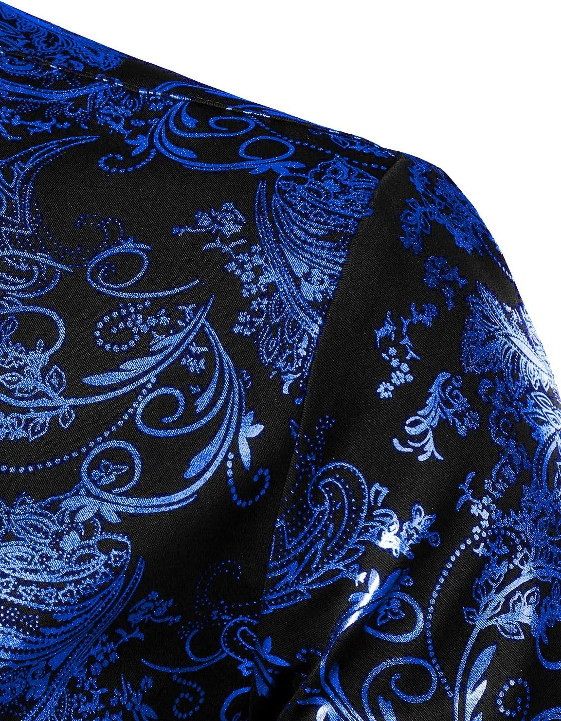 ZEROYAA Men's Luxury Paisley Dress Shirt Shiny Floral Printed Button Down Shirts for Party Prom